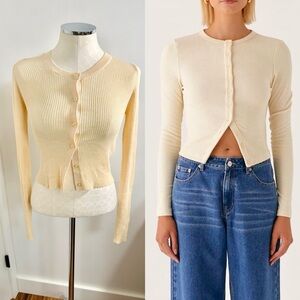 New Noisy May Cream Button-Up Cardigan